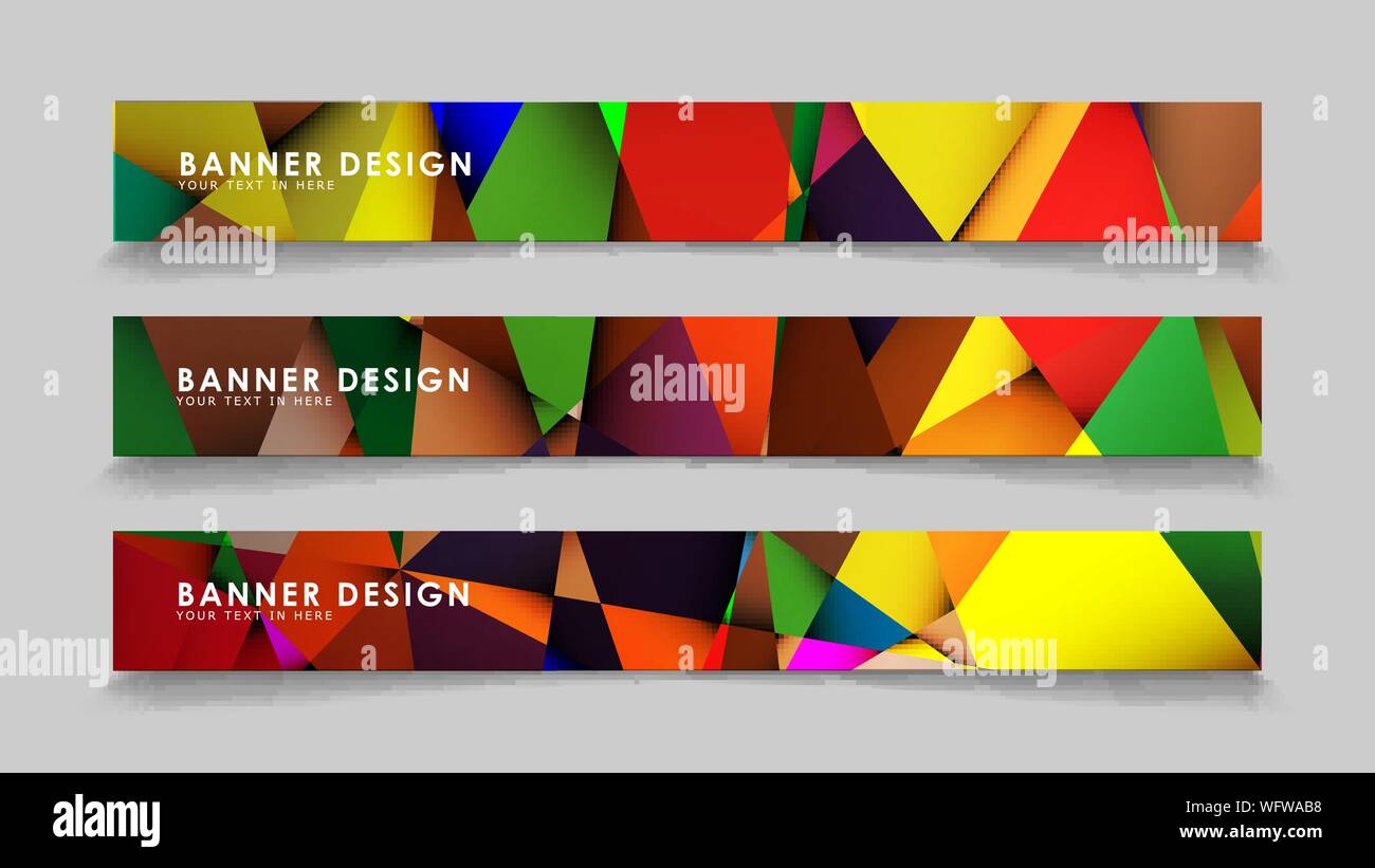 Abstract rectangular vector banners with colorful geometric gradient ...