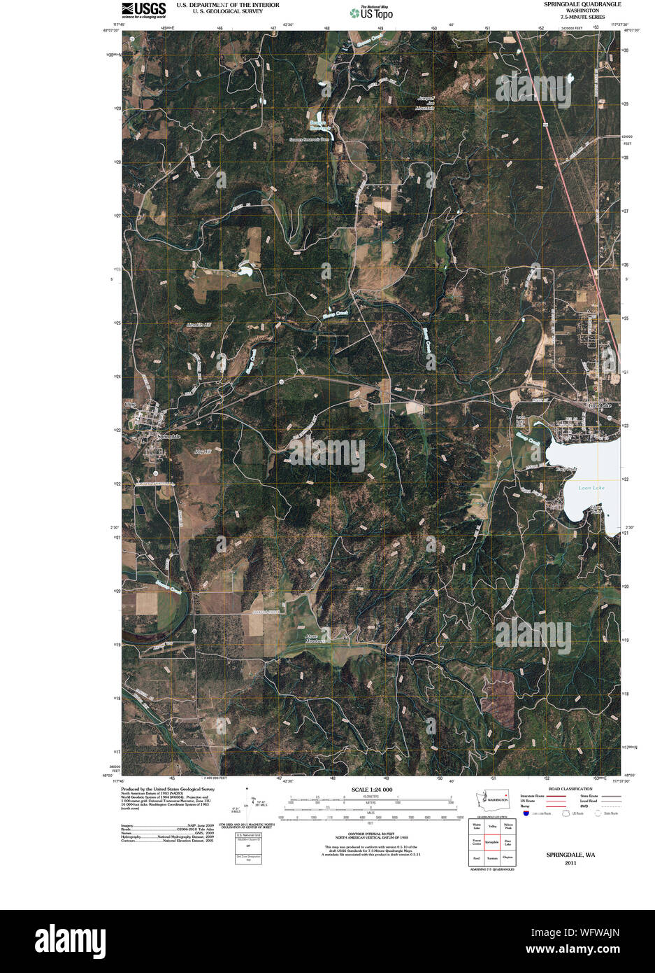 USGS Topo Map Washington State WA Springdale 20110429 TM Restoration