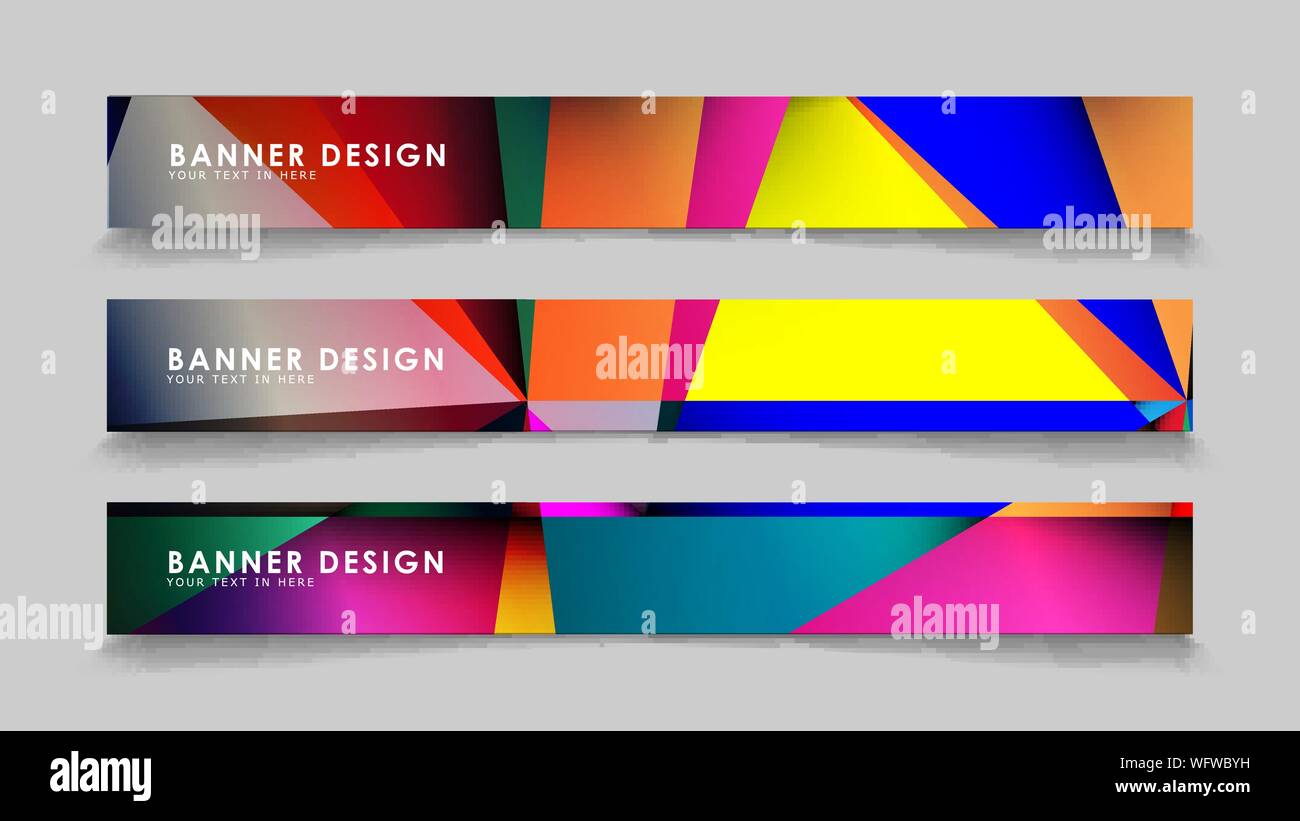Abstract rectangular vector banners with colorful geometric gradient backgrounds Stock Vector