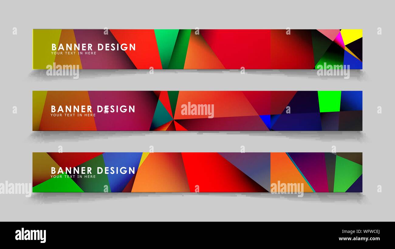 Abstract rectangular vector banners with colorful geometric gradient backgrounds Stock Vector