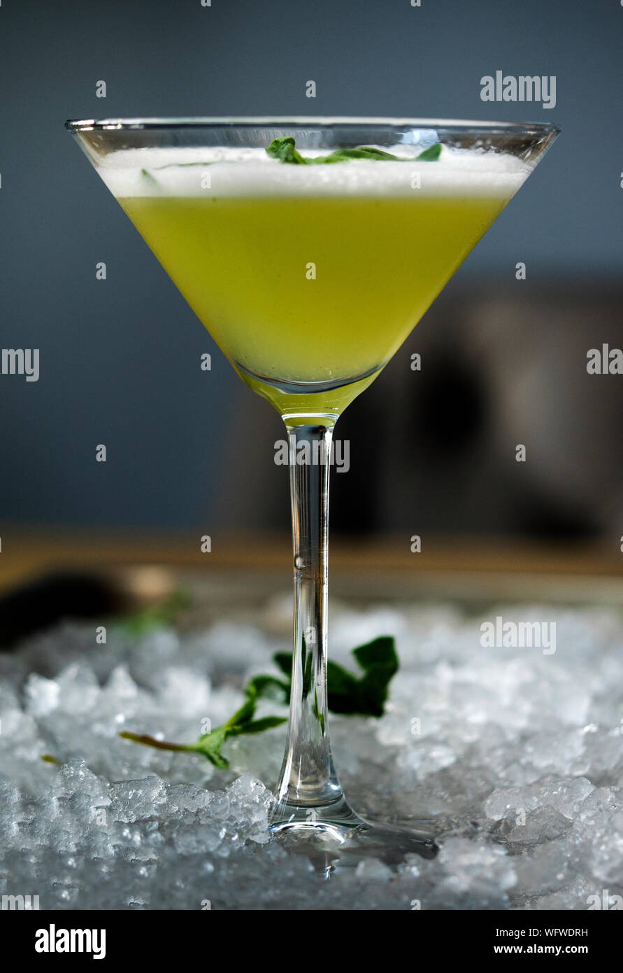 Martini Cocktail In Glass On Crushed Ice Stock Photo Alamy