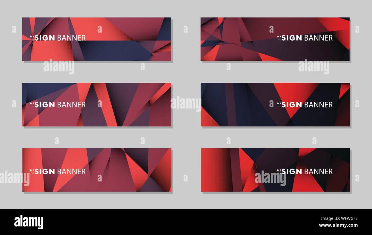 Abstract rectangle vector banners with red black geometric gradient ...