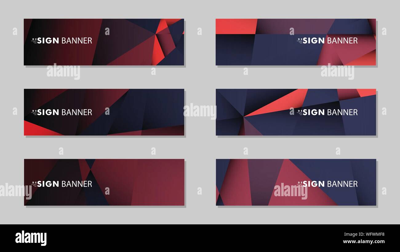 Abstract rectangle vector banners with red black geometric gradient backgrounds . design templates. future Poster template design Stock Vector