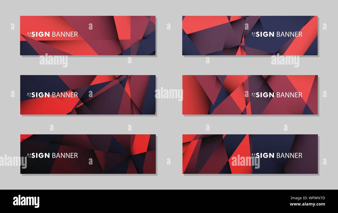 Abstract rectangle vector banners with red black geometric gradient ...