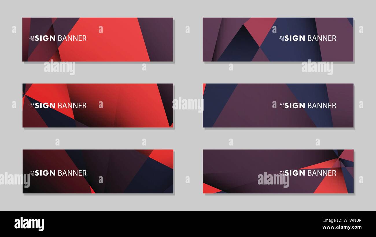 Abstract rectangle vector banners with red black geometric gradient ...