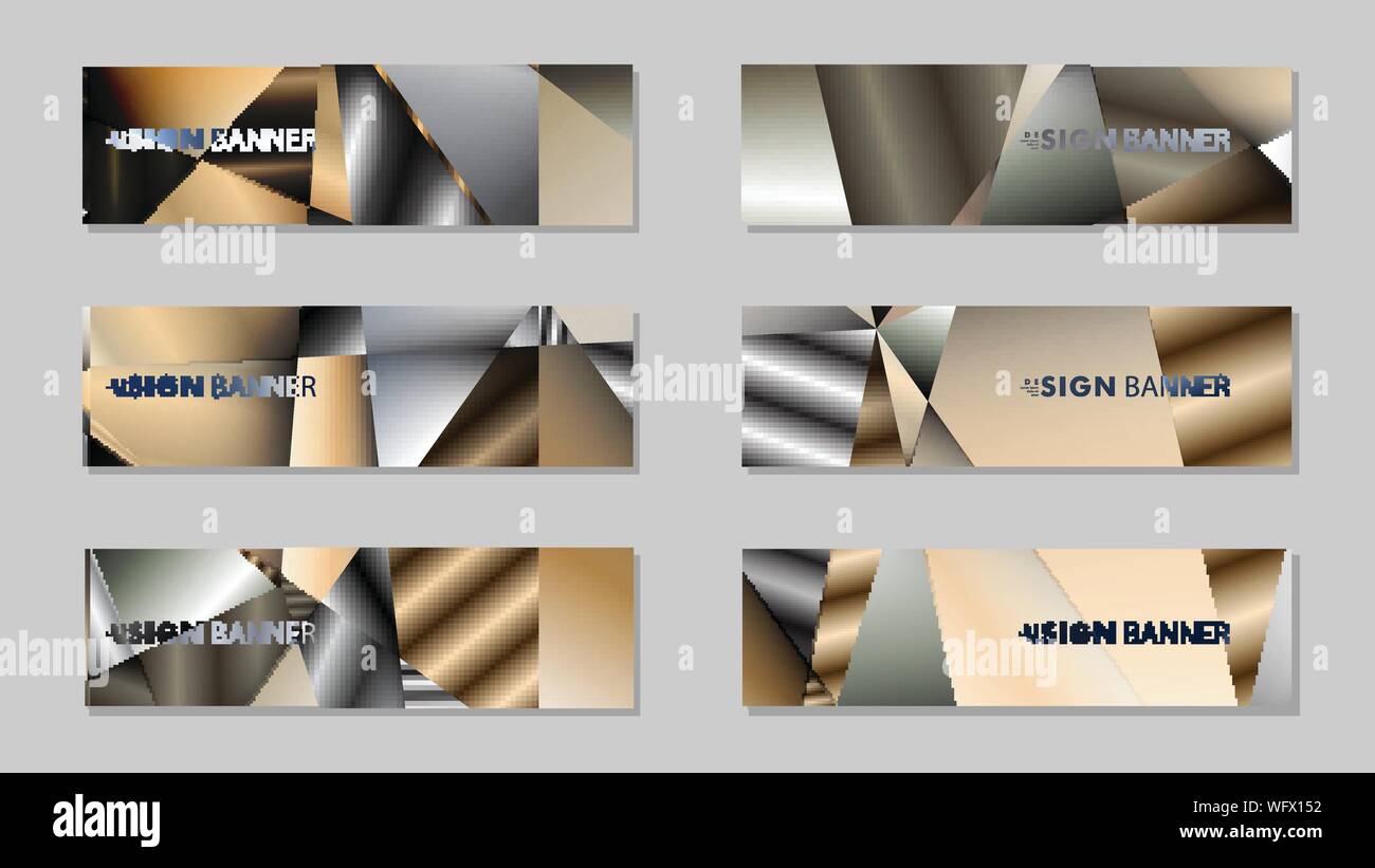 Abstract rectangle vector banner with a background of metal geometric ...