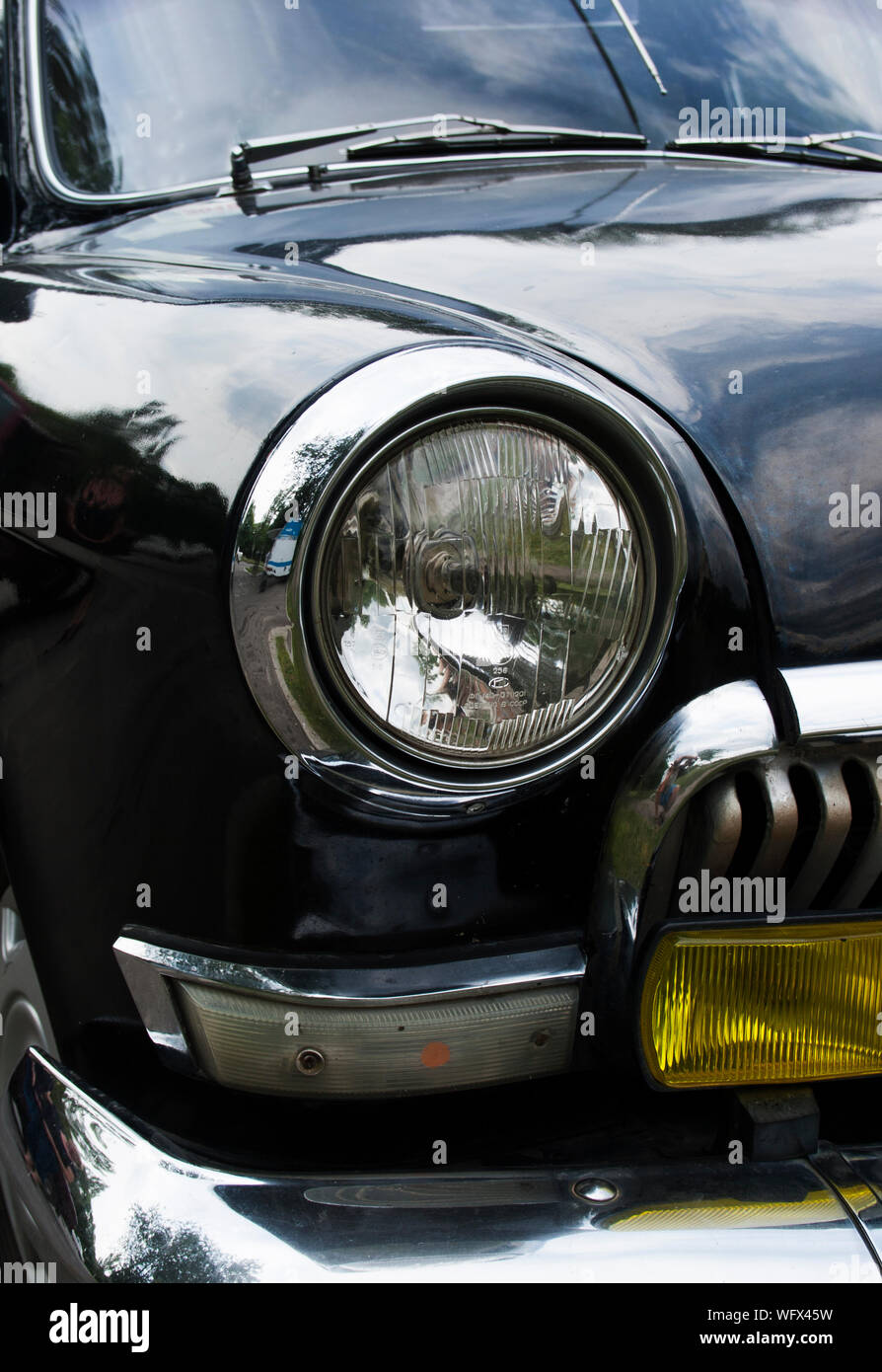 Close-up Of Vintage Car Headlight Stock Photo
