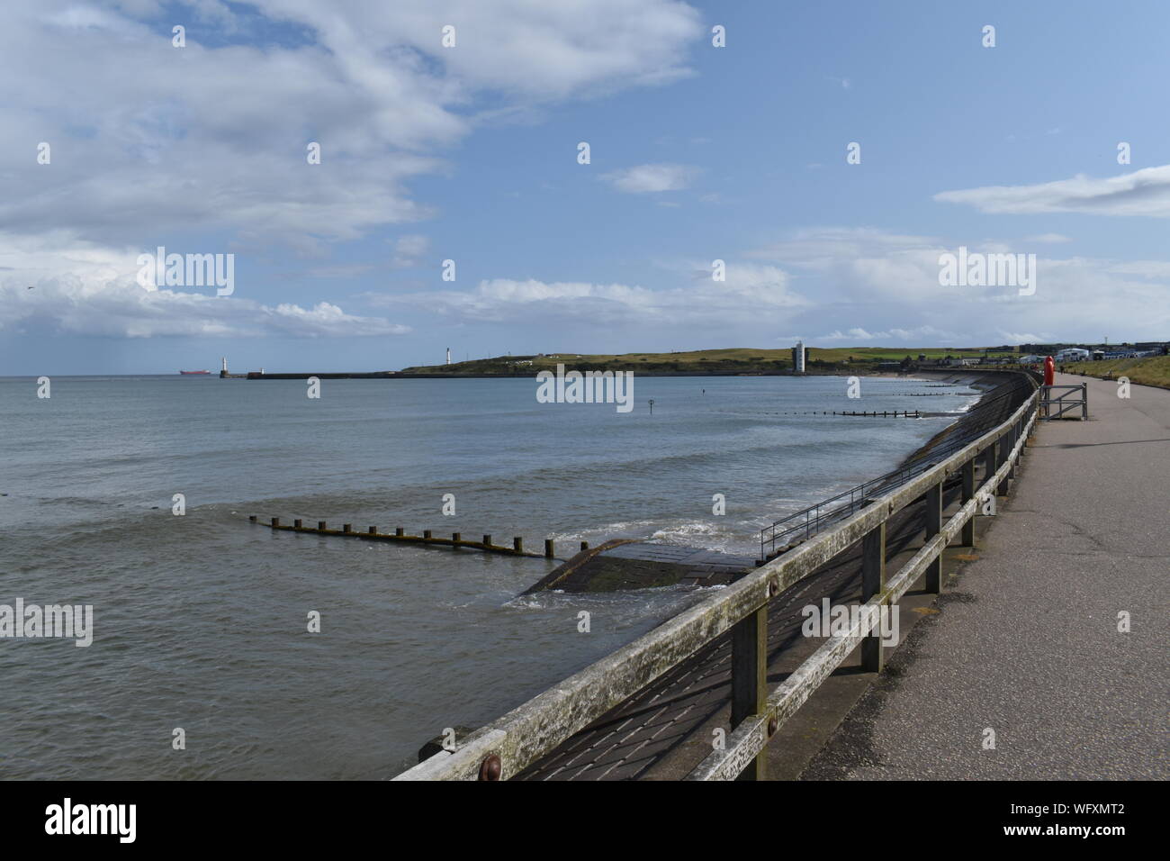 Aberdeen Beach at North Pier area, Aberdeen, August 2019 Stock Photo