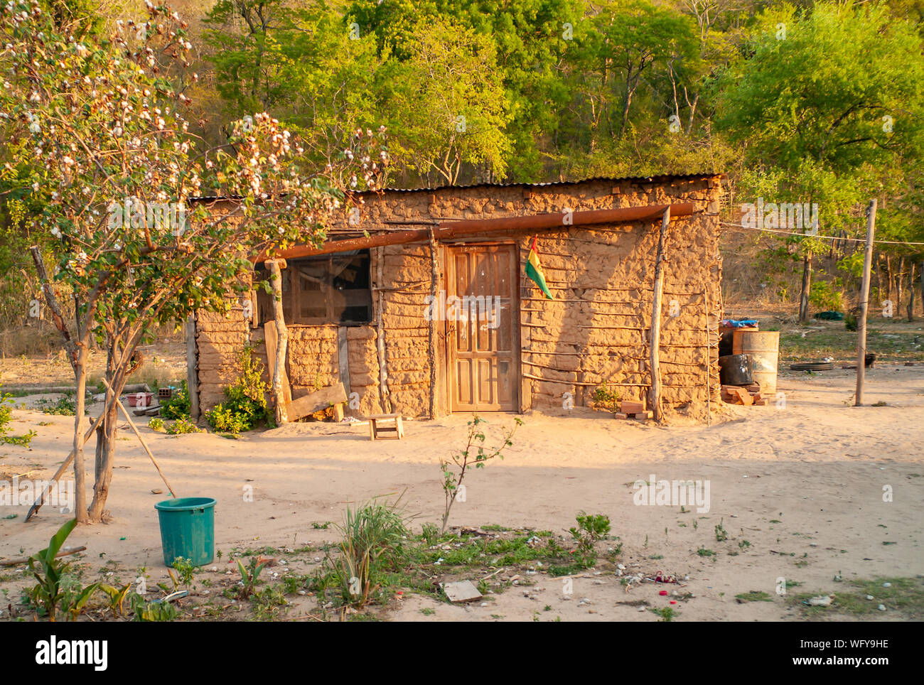 Rustic and Poor House Made of Adobes in Riberalta - Bolivia Stock Photo