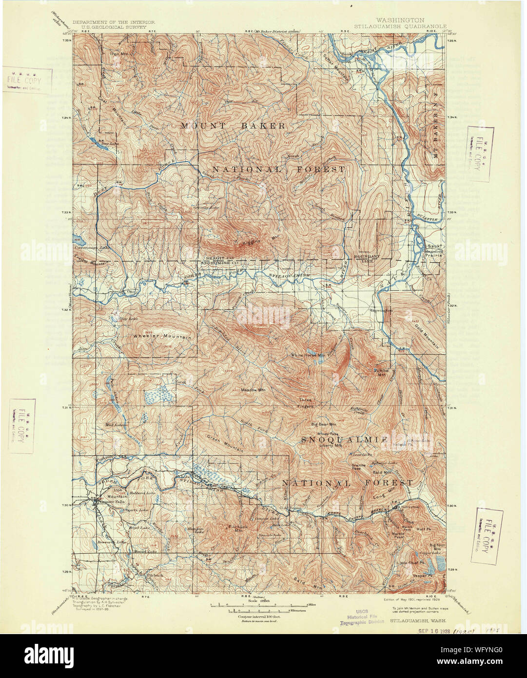 Washington map 1901 hi-res stock photography and images - Alamy