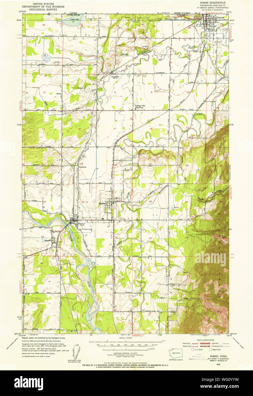 Usgs Maps Washington State Sumas, Washington, Map 1952, 1:24000, United States Of America By Timeless  Maps, Data U.s. Geological Survey Stock Photo - Alamy