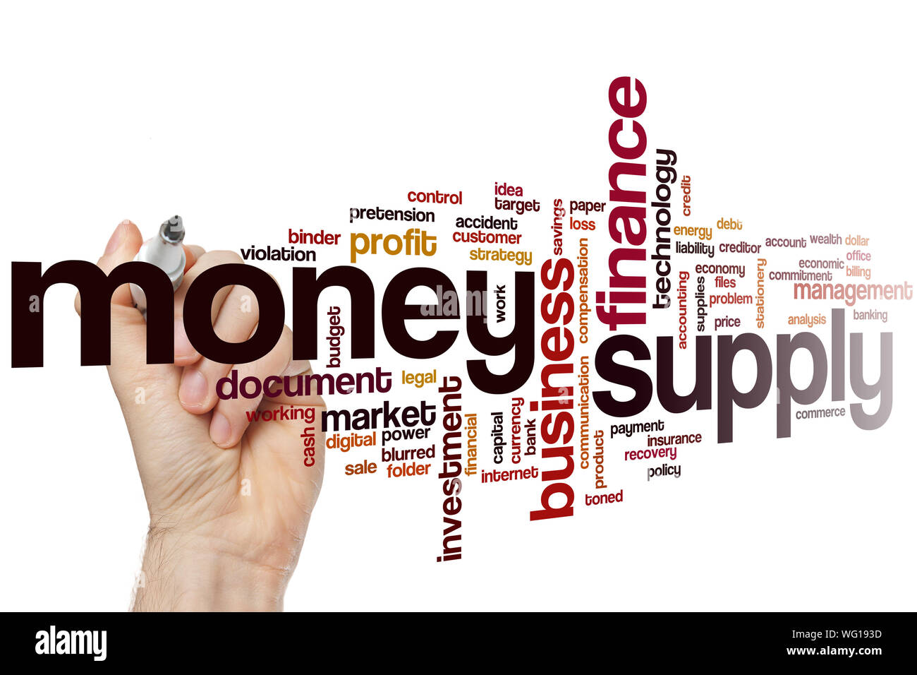 Money supply word cloud concept Stock Photo - Alamy