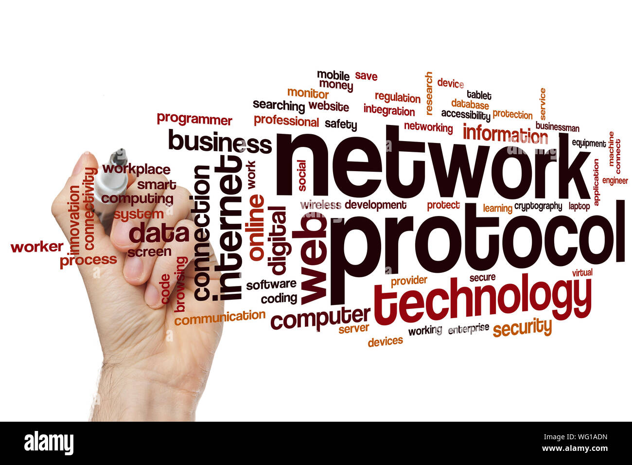 Network protocol word cloud concept Stock Photo - Alamy