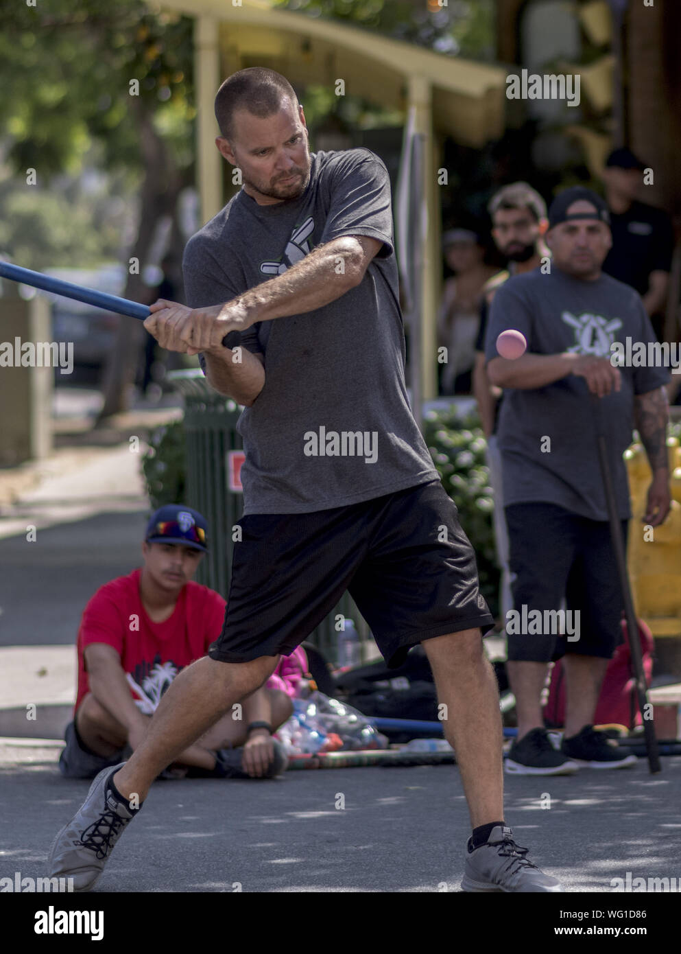 San Diego, California, USA. 31st Aug, 2019. A batter swings at the ball