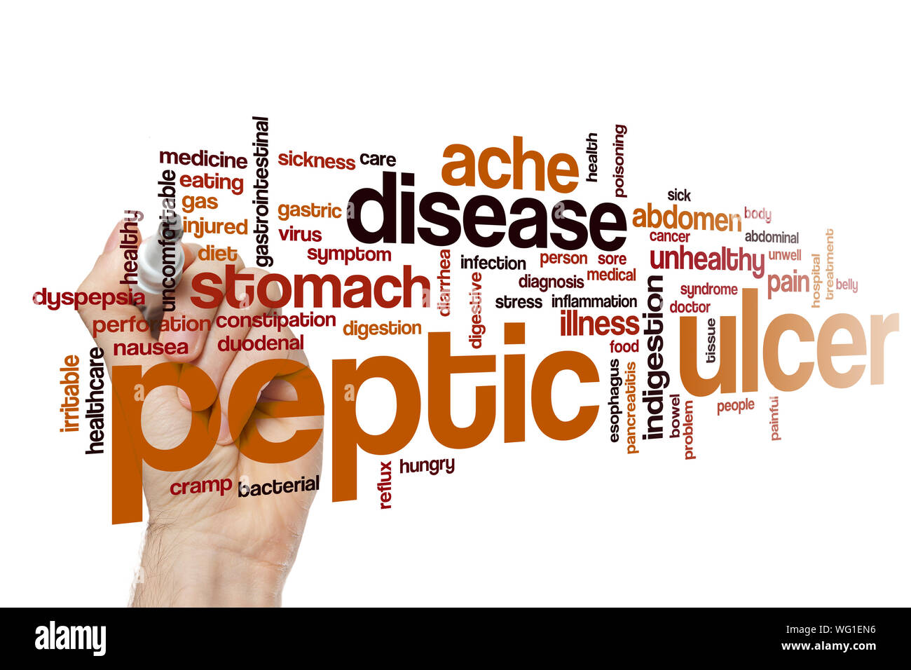 Peptic ulcer word cloud concept Stock Photo