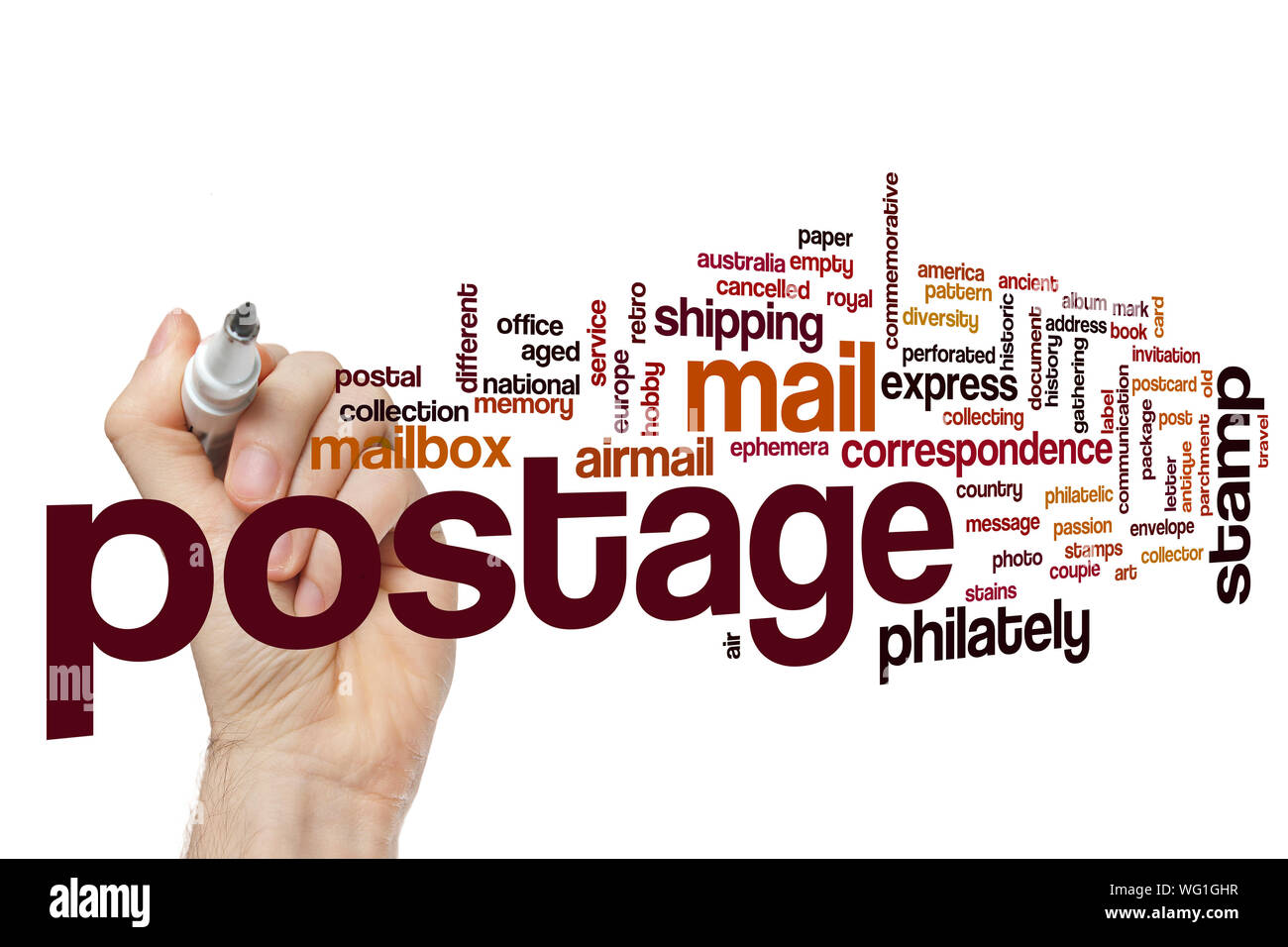 Postage word cloud concept Stock Photo Alamy