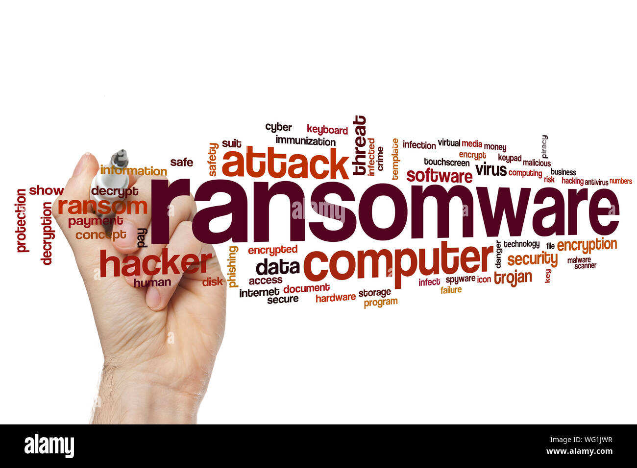 Ransomware word cloud concept Stock Photo