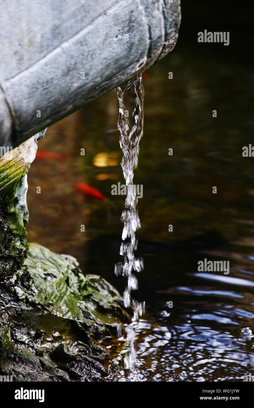 Water Falling From Pipe In Japanese Garden Stock Photo Alamy