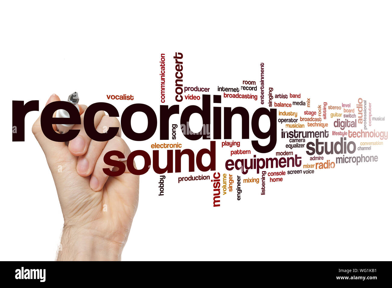 Recording word cloud concept Stock Photo Alamy