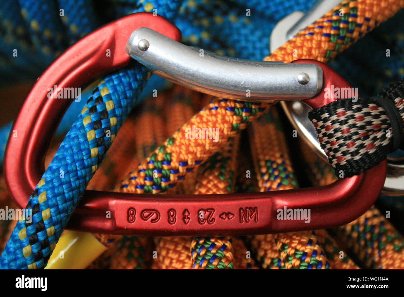 Close up climbing carabiner rope hires stock photography and images