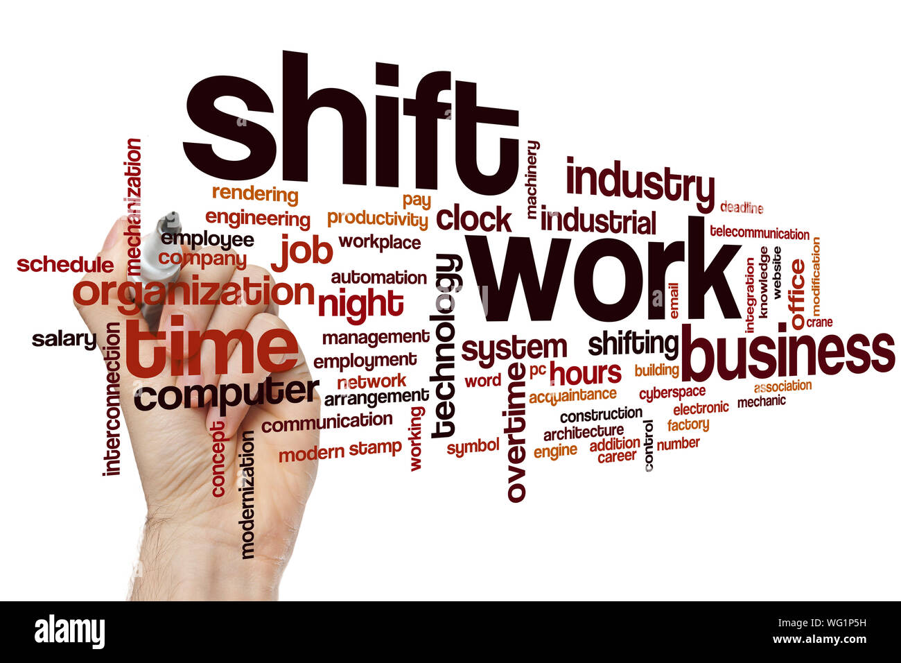 Shift work word cloud concept Stock Photo Alamy