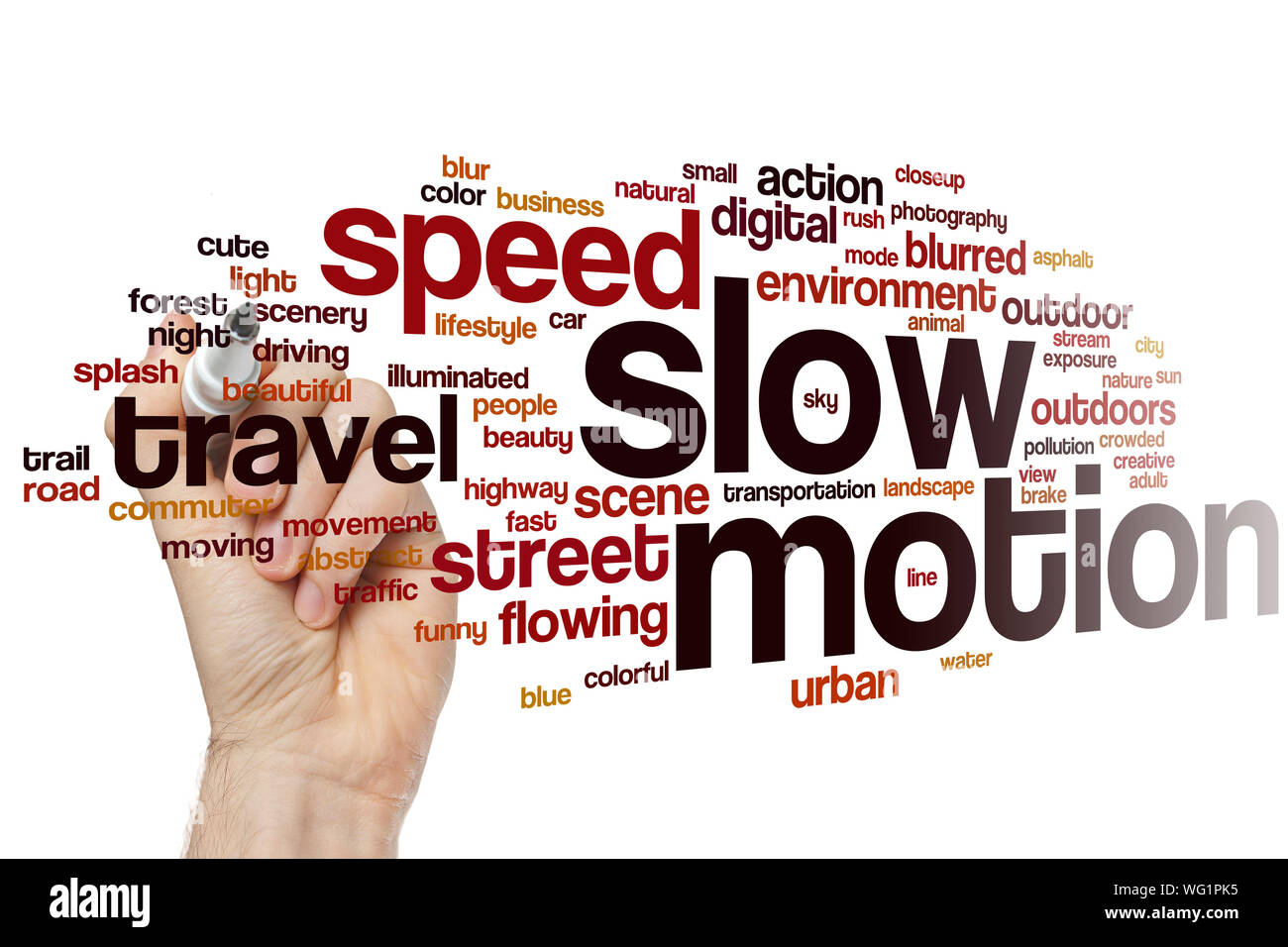 Slow motion word cloud concept Stock Photo