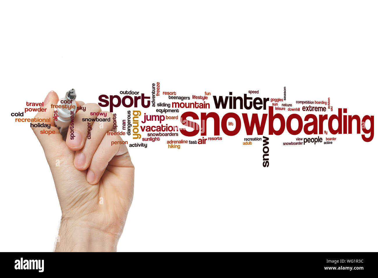 Snowboarding word cloud concept Stock Photo Alamy
