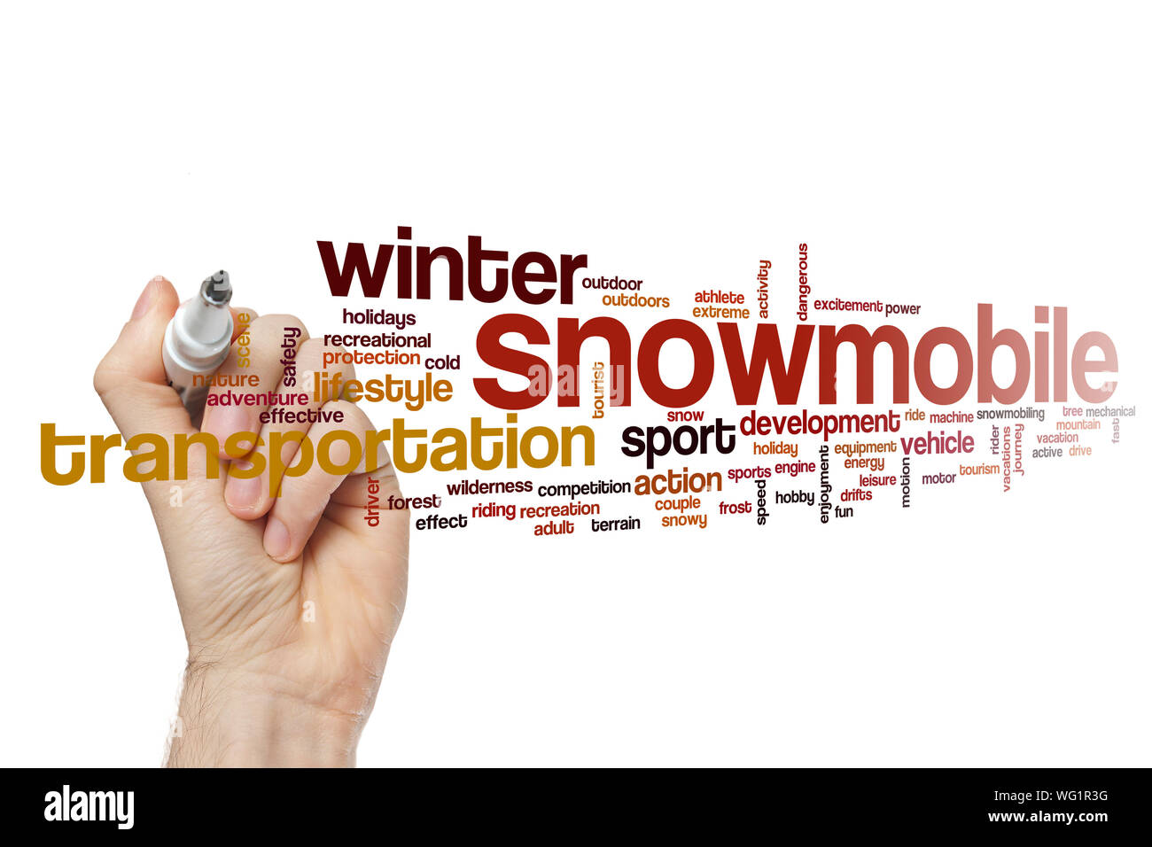 Snowmobile word cloud concept Stock Photo Alamy