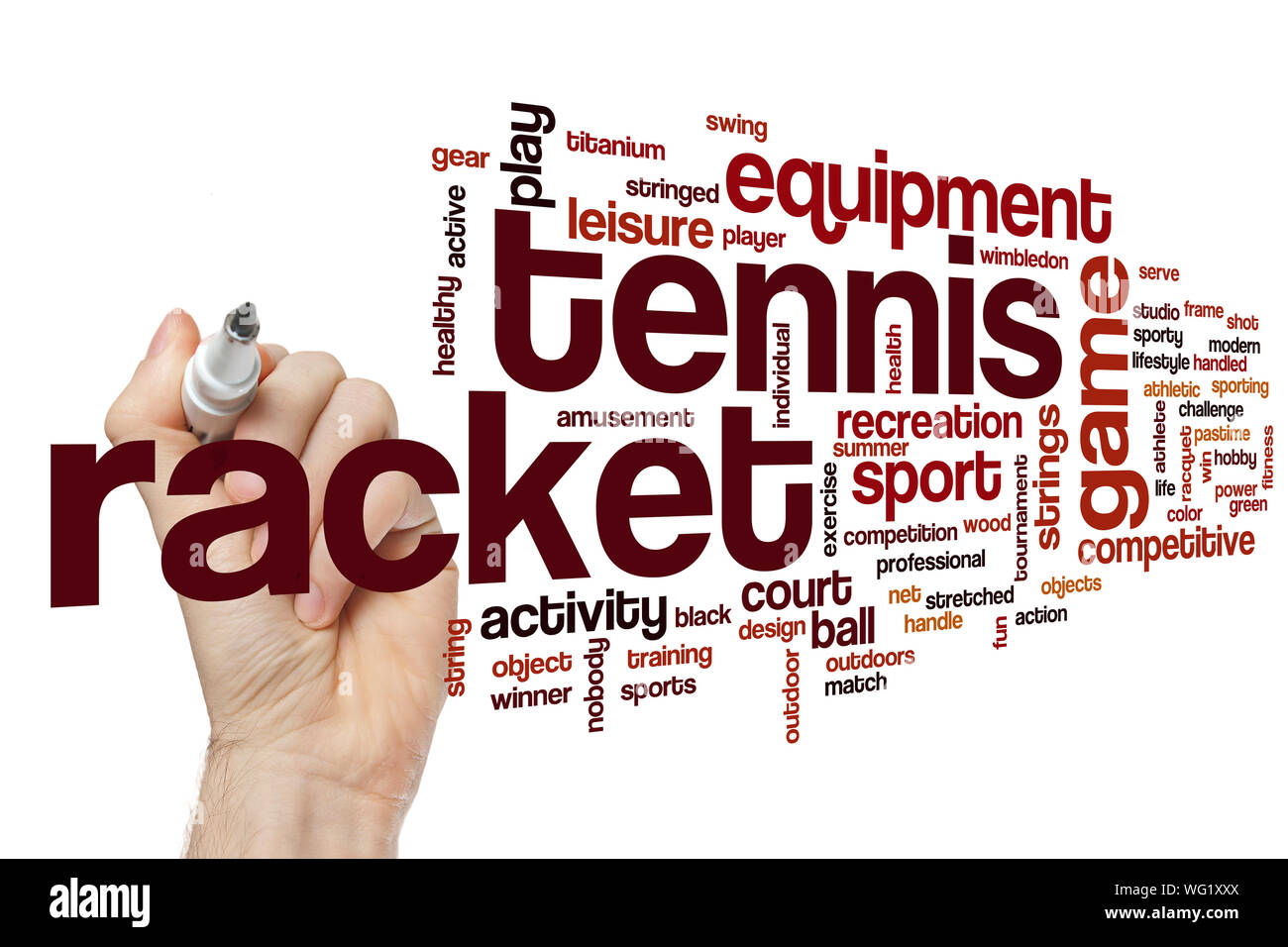 Lettering On Racket Word Tennis racket word cloud concept Stock Photo - Alamy