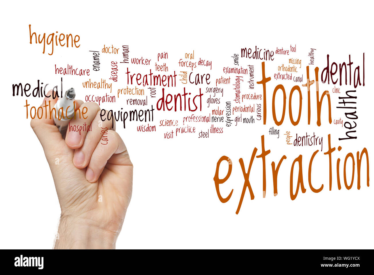 Tooth extraction word cloud concept Stock Photo - Alamy
