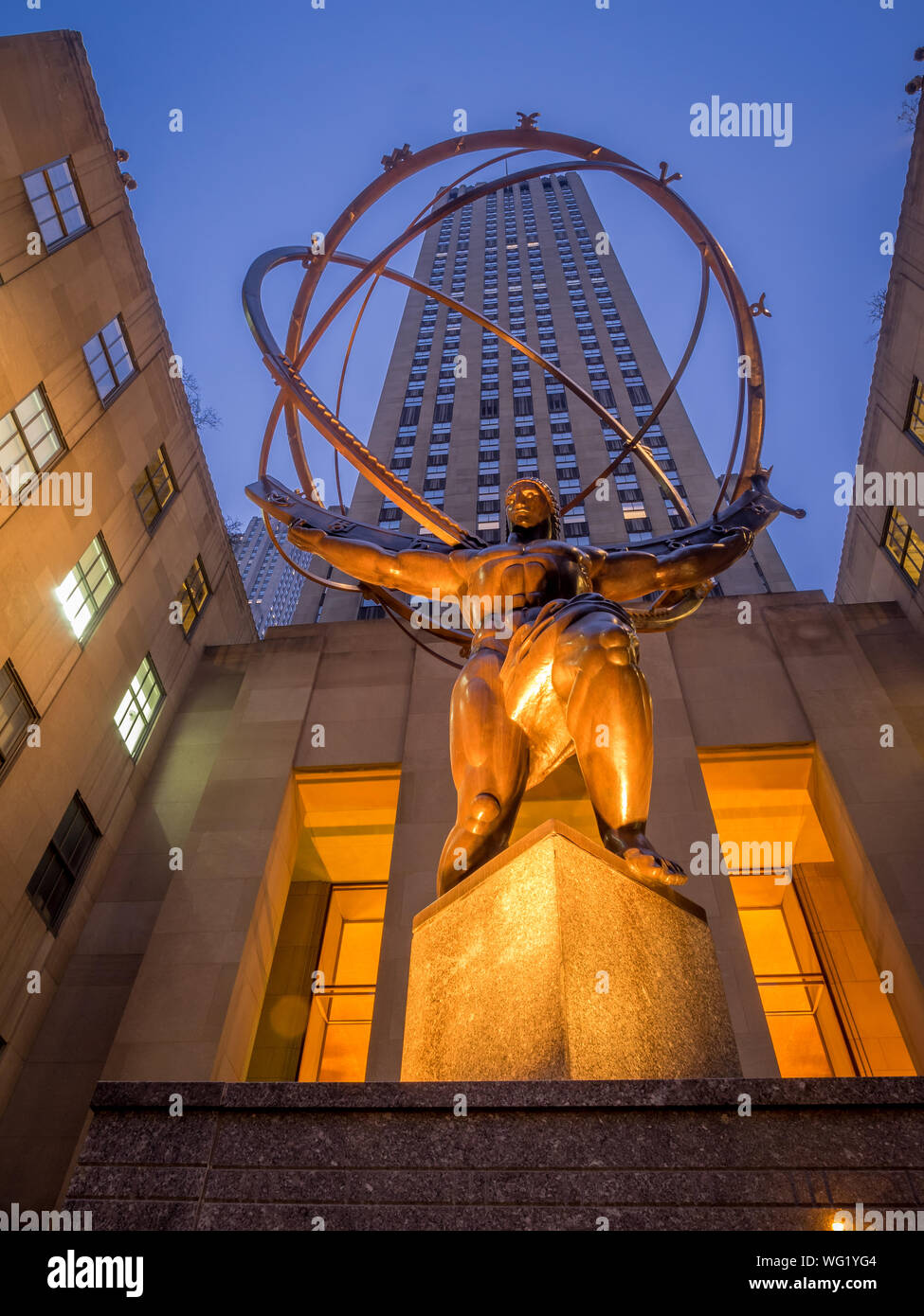 Details of the Atlas statue at Rockefeller Center. The Rockefeller