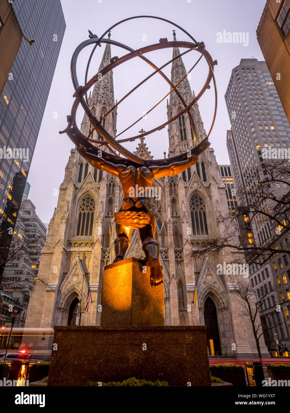Details of the Atlas statue at Rockefeller Center. The Rockefeller
