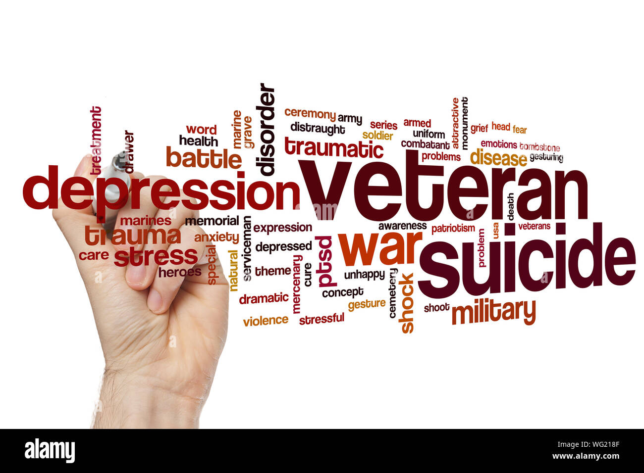 Veteran suicide word cloud concept Stock Photo