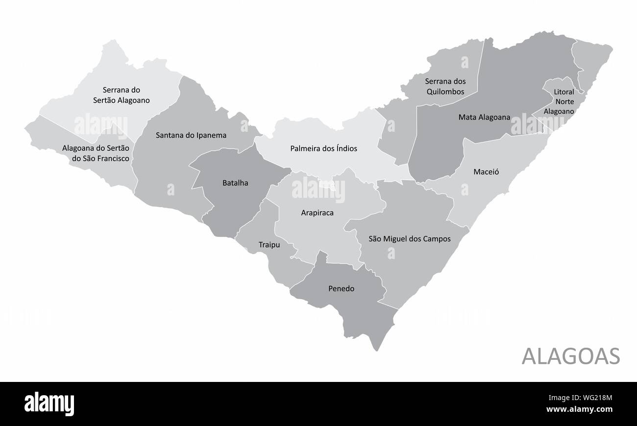 Alagoas State regions map Stock Vector Image & Art - Alamy