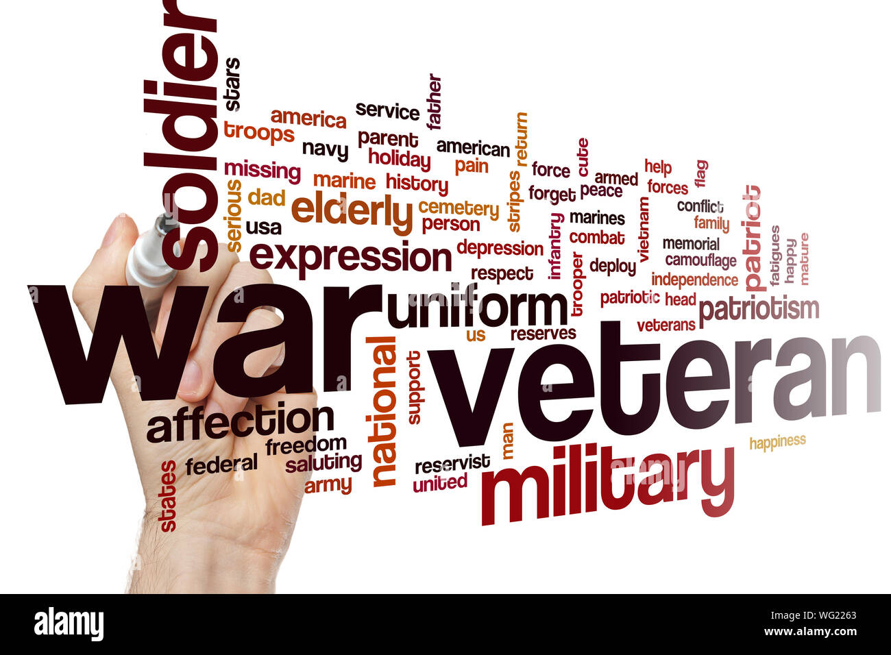 War veteran word cloud concept Stock Photo