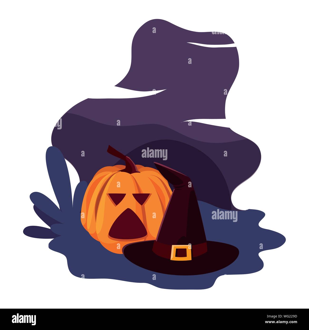 pumpkin witch hat happy halloween vector illustration Stock Vector ...