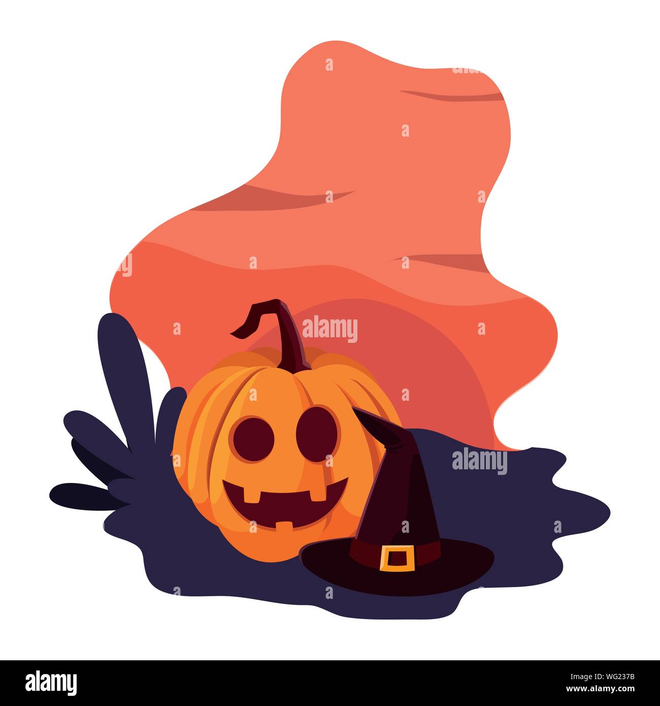 pumpkin witch hat happy halloween vector illustration Stock Vector ...