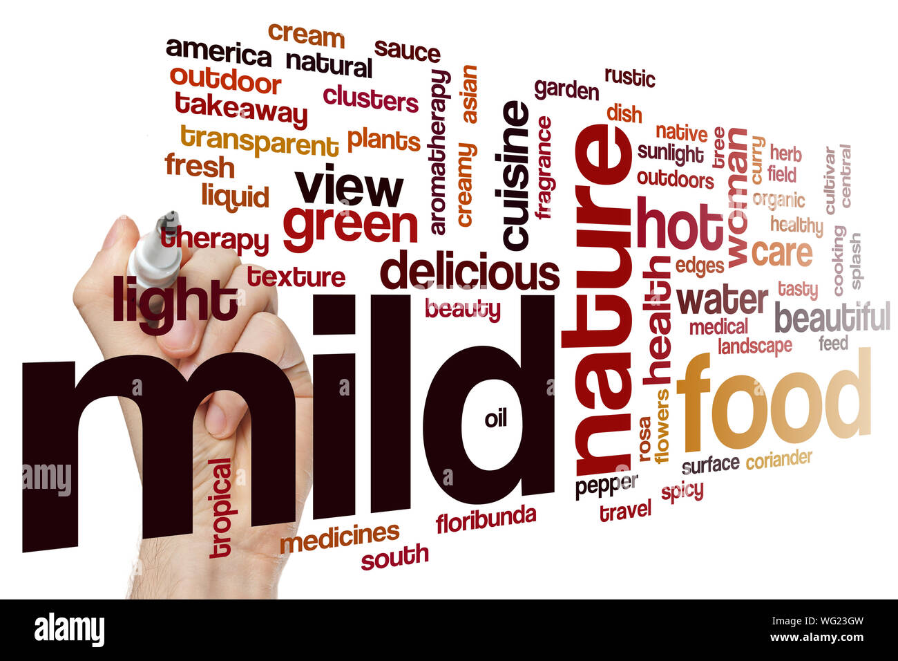 Mild word cloud concept Stock Photo Alamy