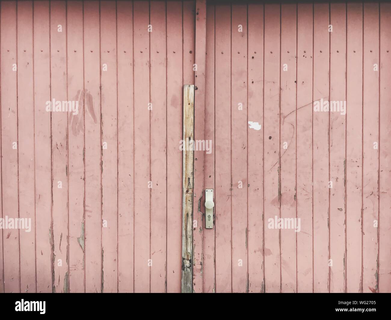 Full Frame Shot Of Closed Wooden Garage Door Stock Photo