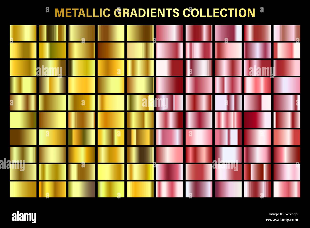 Rose gold and golden, yellow glossy gradient, metal foil texture. Color