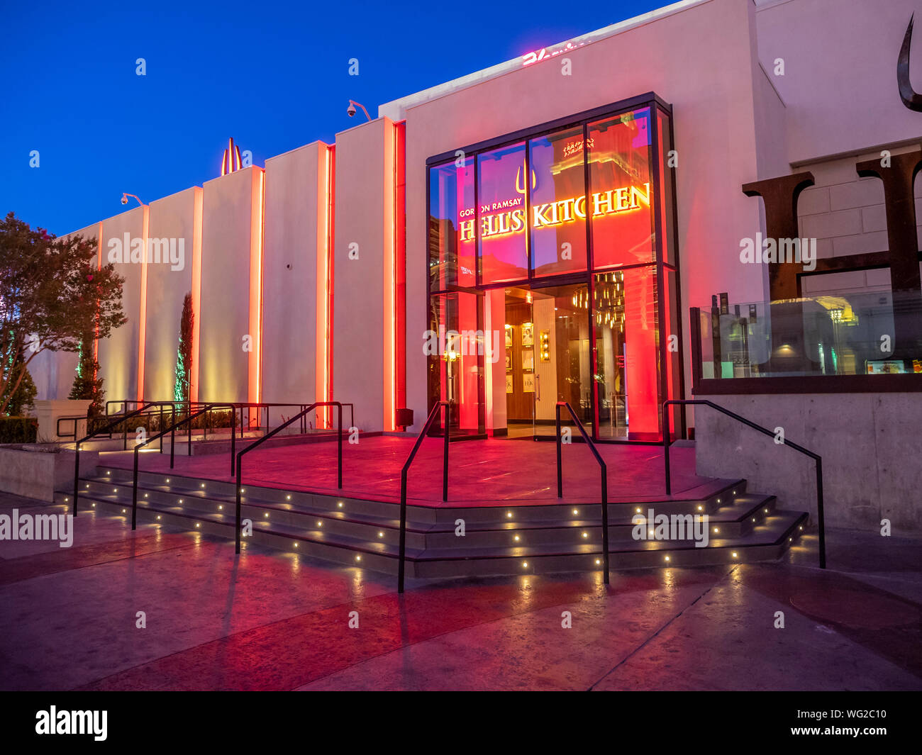 Las Vegas, Nevada / USA - June 7, 2018: Exterior view of Hell's Kitchen. Hell's Kitchen is a celebrity restaurant owned by Gordon ramsay. Stock Photo