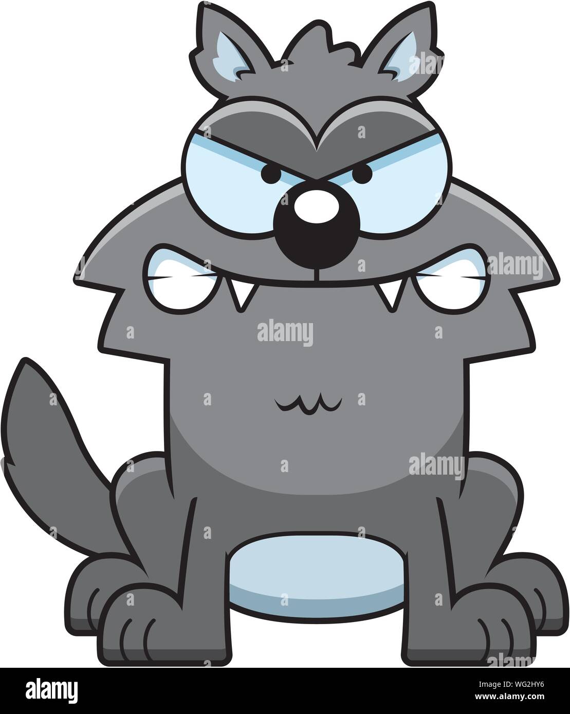 A cartoon illustration of a wolf looking mad. Stock Vector