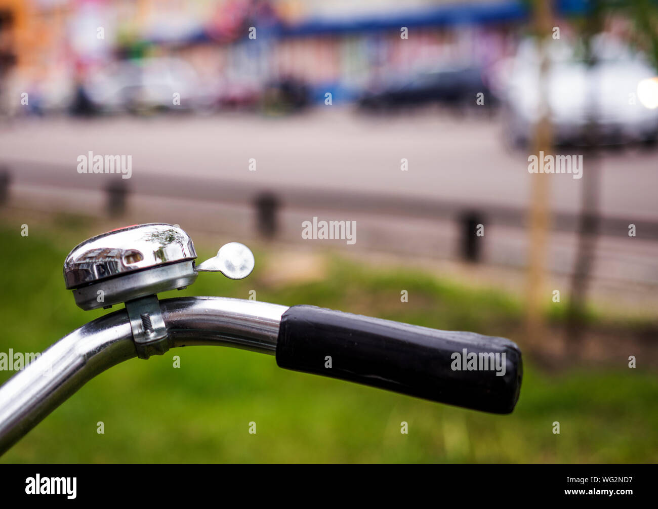Close-up Of Bicycle Handlebar Stock Photo
