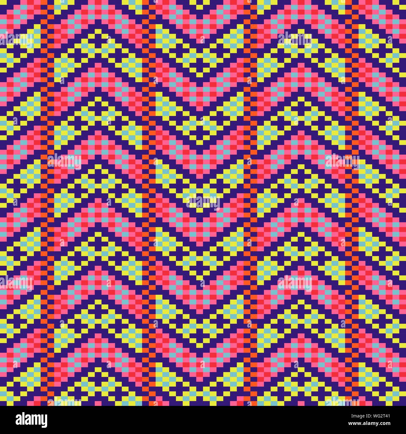 Geometric bold arrow chevron seamless pattern pixel blocks shapes ...