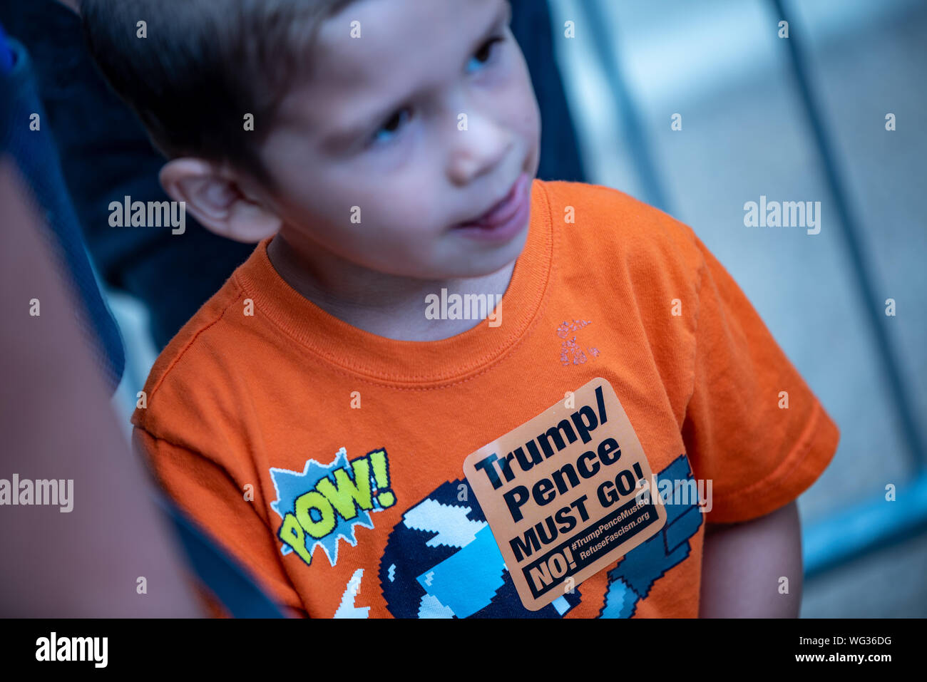 Philadelphia, Pennsylvania, USA. 27 August, 2019. Philadelphia residents gathered in protest of the Trump administrations decision to increase indefinite detention for migrants. About two dozen rallied at the DHS Immigration office at 8th and Arch street finishing with an anime-inspired 'Naruto Run'. Credit: Chris Baker Evens/Alamy Live News. Stock Photo