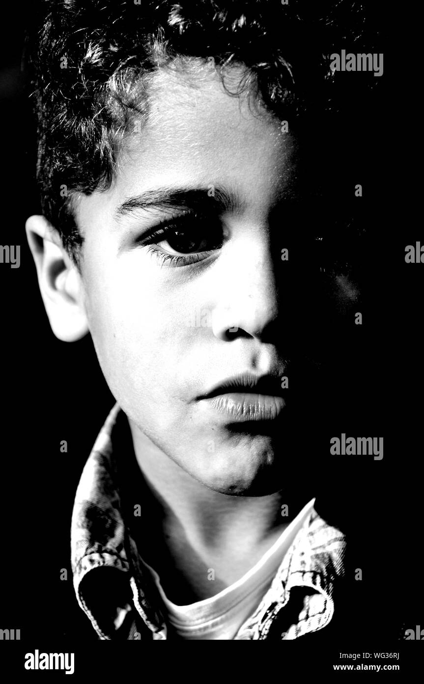 Black hair boy Black and White Stock Photos & Images - Alamy