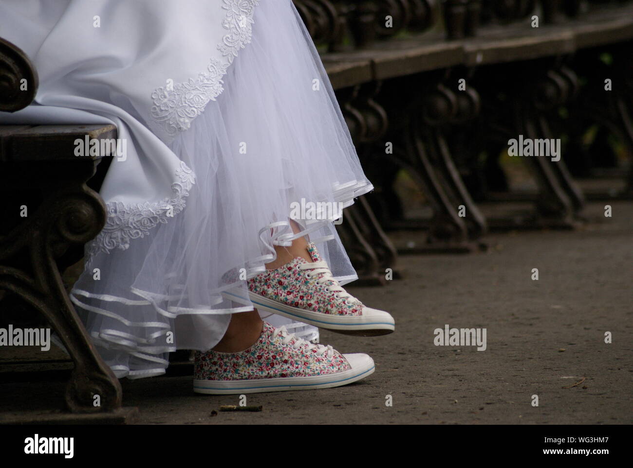 bride wearing sneakers
