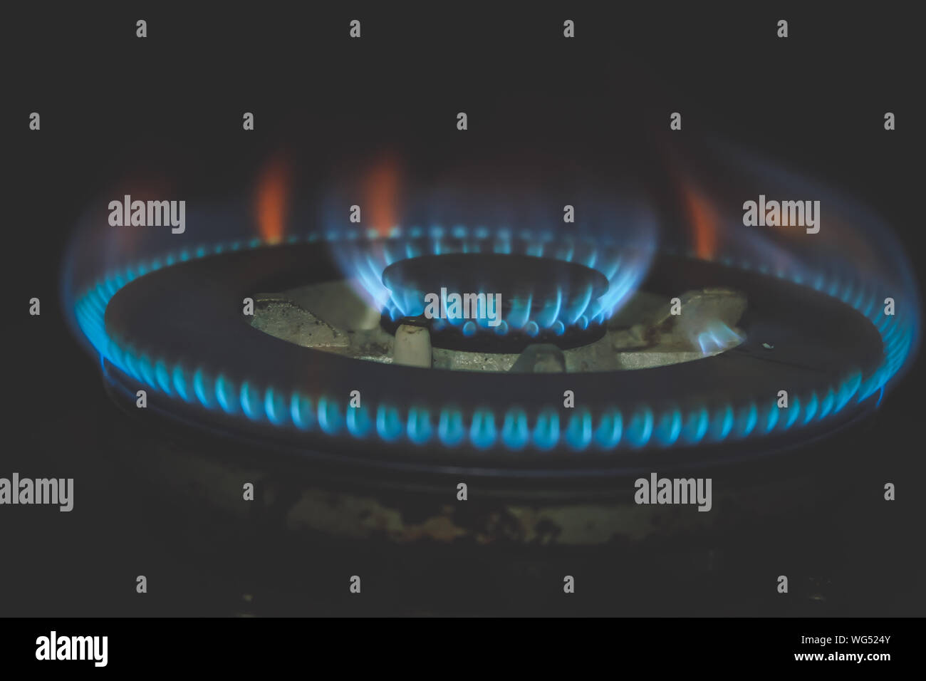 Lit Blue Gas Stove Burner High Resolution Stock Photography and Images