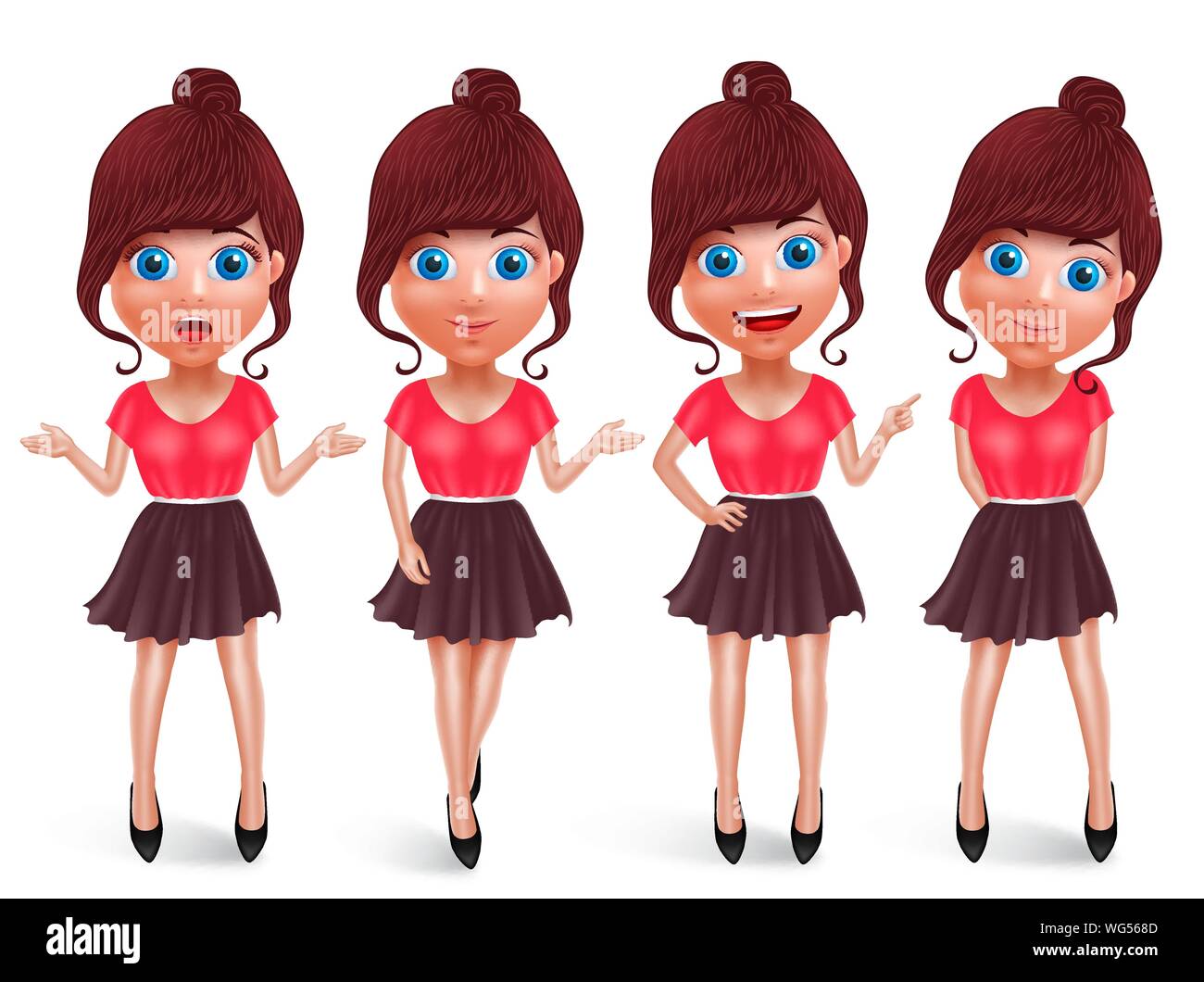 Teen woman vector characters set. Fashion girl model with trendy clothes  showing different posture and hand gesture while talking for presentation  Stock Vector Image & Art - Alamy