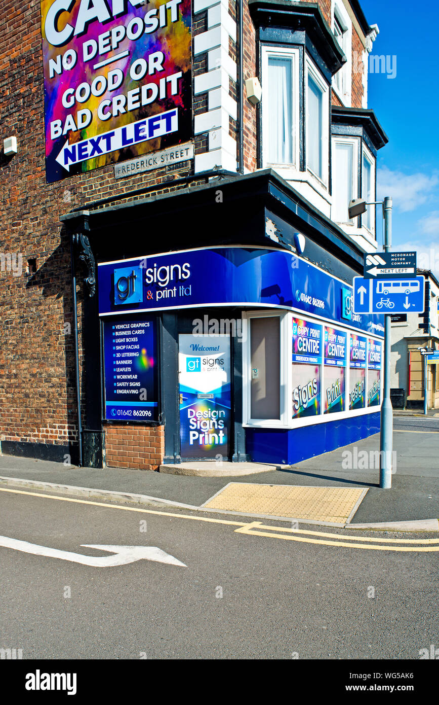 Gt Signs Shop, Mandale Road, Thornaby on Tees, Cleveland, England Stock